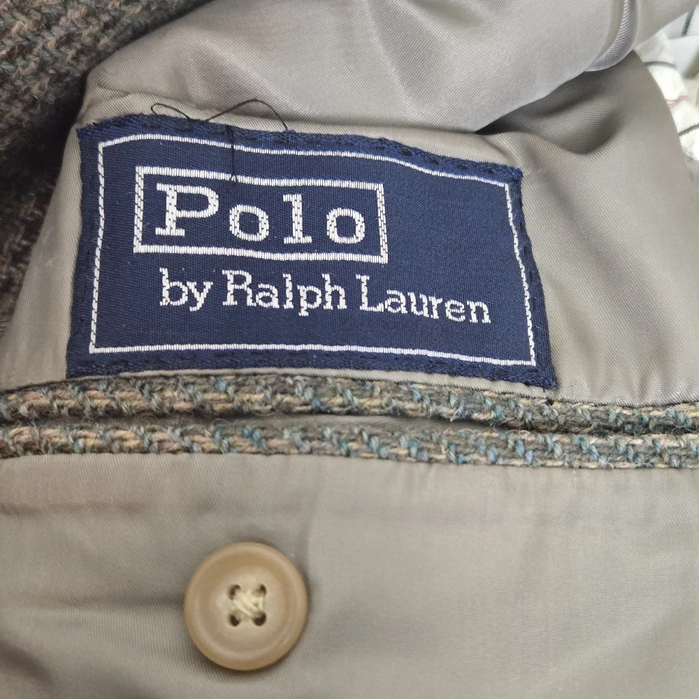 Vintage Polo by Ralph Lauren Houndstooth Wool Blazer‎ Mens 43 R Grandpacore USA